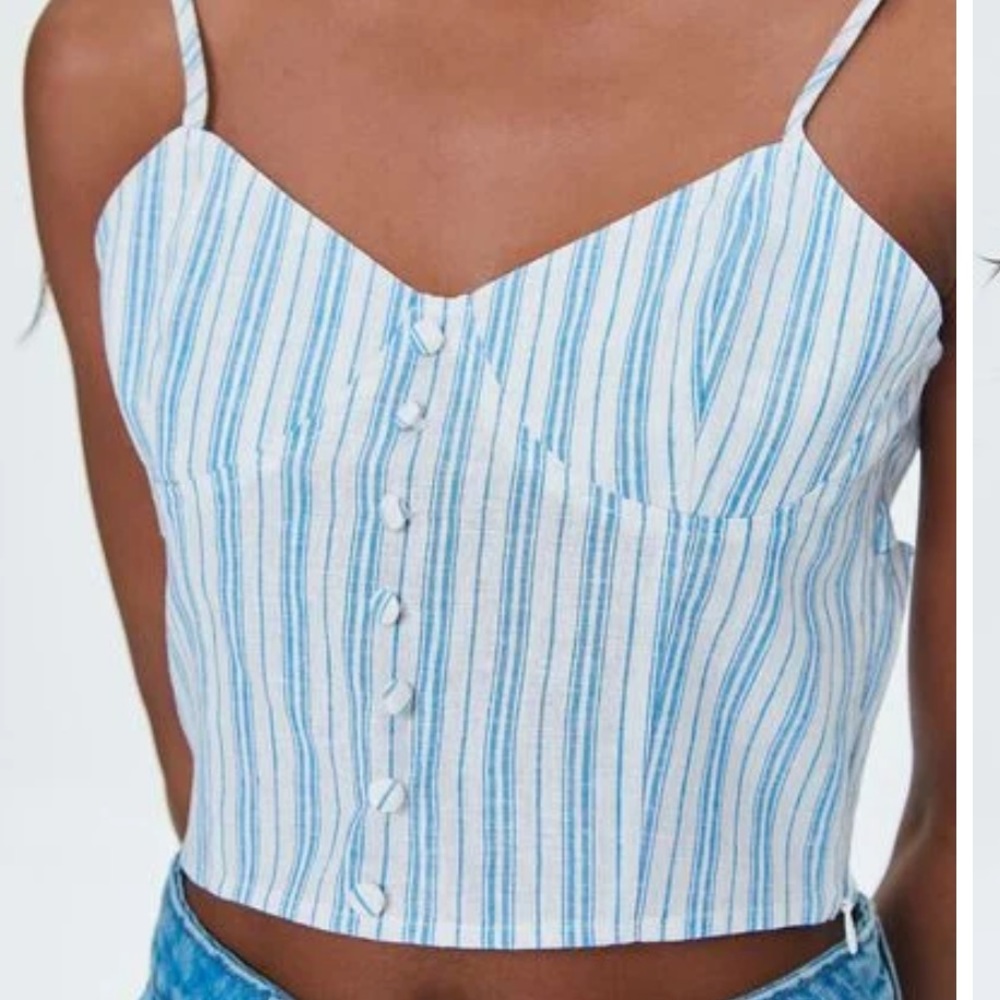 NWT - Striped Cutout Cropped Cami w/ buttons